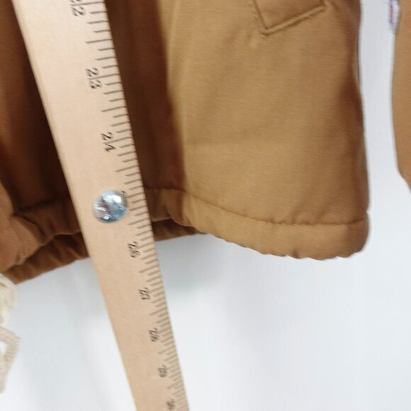 RARE Vintage CHAMPION Jacket Small Tan Canvas Camel Coach Oatmeal Fleece Field - Picture 9 of 15